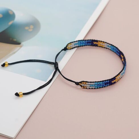 Agriajun Handmade Boho Seed Bead Friendship Strand Bracelets for Women Girls Charm Adjustable Couples String Rope Braided Bohemia Multicolor Beaded Bracelet Fashion Jewelry Gift in Saudi Arabia