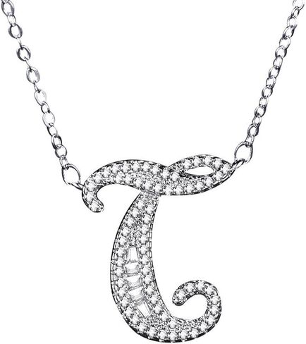 Uloveido A-Z Initial Letter White Gold Plated Necklace Pendant for Women Girls Mom Friend with Cubic Zirconia Stone CZ Crystals NL025 in Saudi Arabia