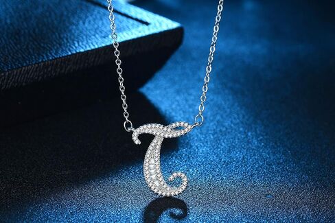 Uloveido A-Z Initial Letter White Gold Plated Necklace Pendant for Women Girls Mom Friend with Cubic Zirconia Stone CZ Crystals NL025 in Saudi Arabia