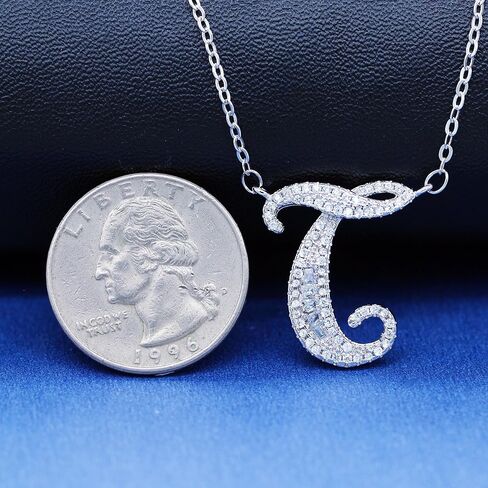 Uloveido A-Z Initial Letter White Gold Plated Necklace Pendant for Women Girls Mom Friend with Cubic Zirconia Stone CZ Crystals NL025 in Saudi Arabia