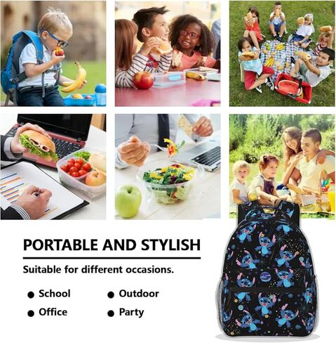 Pcoxeim 16 بوصة حقيبة ظهر كارتون أنيمي للجنسين حقيبة سفر خفيفة الوزن للكمبيوتر المحمول حقائب ظهر عادية للكمبيوتر المحمول in Kuwait