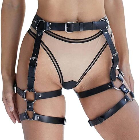 Bounzhi Punk Leg Body Chain أحزمة جلدية الخصر سلسلة Rock Rave مثير مجوهرات الجسم للبطن للنساء والفتيات in Kuwait