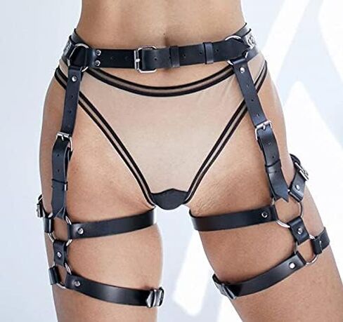 Bounzhi Punk Leg Body Chain أحزمة جلدية الخصر سلسلة Rock Rave مثير مجوهرات الجسم للبطن للنساء والفتيات in Kuwait