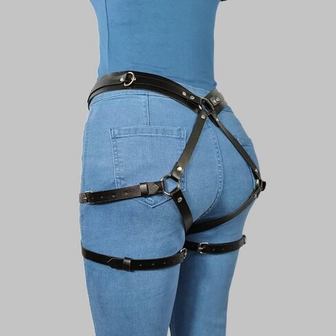 Bounzhi Punk Leg Body Chain أحزمة جلدية الخصر سلسلة Rock Rave مثير مجوهرات الجسم للبطن للنساء والفتيات in Kuwait