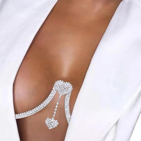 FIASASO 2 قطعة حجر الراين سلاسل الجسم للنساء مثير بيكيني ملهى ليلي سلاسل الجسم سلاسل الصدرية سلاسل الجسم البطن الخصر سلسلة البطن مجوهرات الجسم للنساء in Kuwait