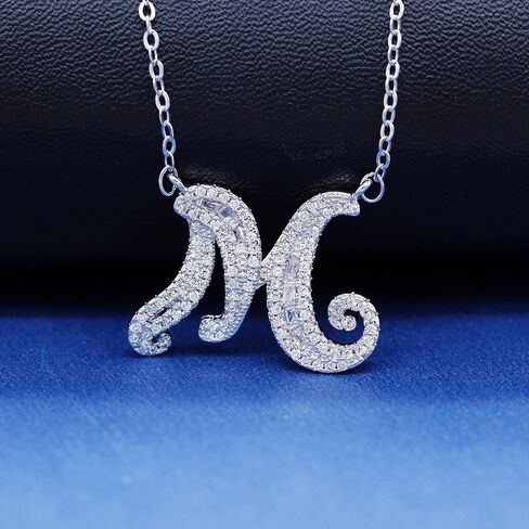Uloveido A-Z Initial Letter White Gold Plated Necklace Pendant for Women Girls Mom Friend with Cubic Zirconia Stone CZ Crystals NL025 in Saudi Arabia