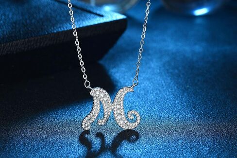 Uloveido A-Z Initial Letter White Gold Plated Necklace Pendant for Women Girls Mom Friend with Cubic Zirconia Stone CZ Crystals NL025 in Saudi Arabia