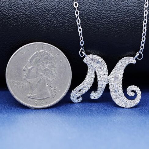 Uloveido A-Z Initial Letter White Gold Plated Necklace Pendant for Women Girls Mom Friend with Cubic Zirconia Stone CZ Crystals NL025 in Saudi Arabia