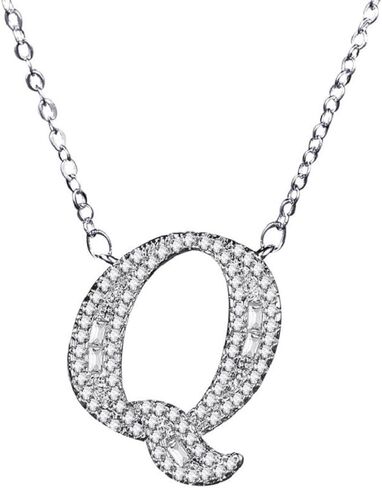 Uloveido A-Z Initial Letter White Gold Plated Necklace Pendant for Women Girls Mom Friend with Cubic Zirconia Stone CZ Crystals NL025 in Saudi Arabia