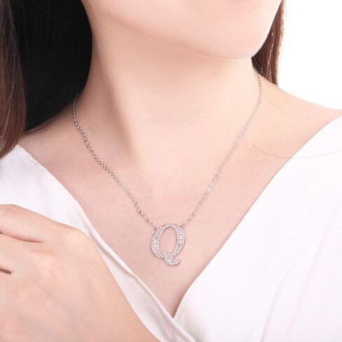 Uloveido A-Z Initial Letter White Gold Plated Necklace Pendant for Women Girls Mom Friend with Cubic Zirconia Stone CZ Crystals NL025 in Saudi Arabia