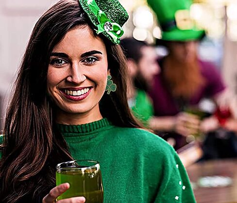 St Patricks Day Earrings Dangling Beaded Green Shamrock Earrings Handmade Lucky Clover Beer Glass Leprechaun Teardrop Drop Dangle Earrings Funny Irish Holiday Jewelry Gift for Women Girls in Kuwait