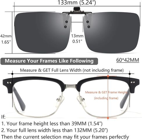CAXMAN Polarized Clip On Sunglasses Over Prescription Glasses for Men Women UV Protection in Saudi Arabia