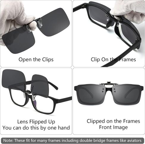 CAXMAN Polarized Clip On Sunglasses Over Prescription Glasses for Men Women UV Protection in Saudi Arabia