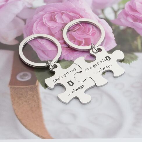 MYOSPARK Police Couple Puzzle Keychain Gift I've Got His 6 Police Officer Keychain Deployment Jewelry Gift in Saudi Arabia