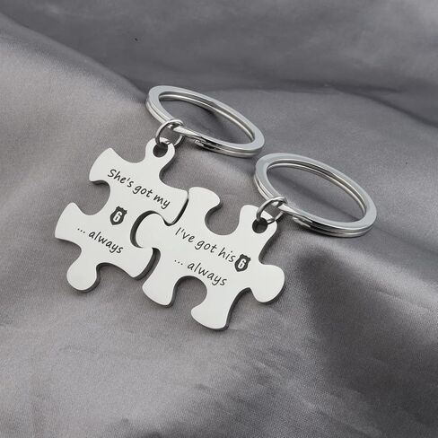 MYOSPARK Police Couple Puzzle Keychain Gift I've Got His 6 Police Officer Keychain Deployment Jewelry Gift in Saudi Arabia