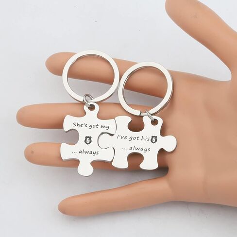 MYOSPARK Police Couple Puzzle Keychain Gift I've Got His 6 Police Officer Keychain Deployment Jewelry Gift in Saudi Arabia
