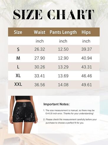 Women's Sequin Shorts Elastic High Waist Straight Leg A Line Hot Pants Sparkly Glitter Rave Party Night-Out Clubwear in Kuwait