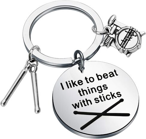 CHOORO Funny Drummer Gift Drum Kit Gifts Musician Keychain Percussion Jewelry I Like To Beat Things With Sticks Keychain in Saudi Arabia
