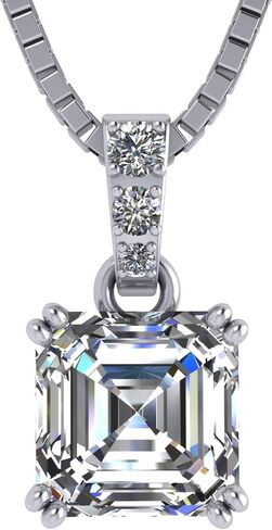 NANA Jewels Asscher Cut CZ Simulated Diamond Solitaire Necklace Sterling Silver in Saudi Arabia