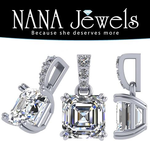 NANA Jewels Asscher Cut CZ Simulated Diamond Solitaire Necklace Sterling Silver in Saudi Arabia