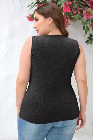 Women's Plus Size Henley T Shirts Long Sleeve Button Down Tunic Blouse Loose Fit Tops Scoop Neck Ribbed Knit Shirts in Saudi Arabia