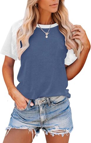 تي شيرتات نسائية كاجوال من Bingerlily بأكمام 3/4 كتلة ألوان بلوزات لطيفة ومريحة in Kuwait