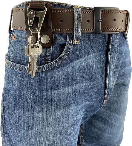 Hide & Drink Thick Leather Belt Clip Key Chain Holder Hook Handmade Bourbon Brown in Saudi Arabia