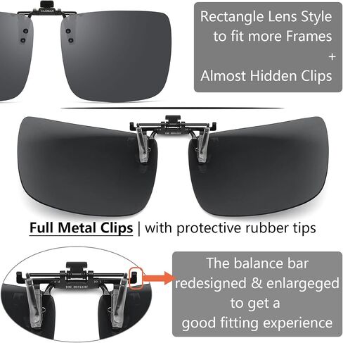 CAXMAN Polarized Clip On Sunglasses Over Prescription Glasses for Men Women UV Protection in Saudi Arabia