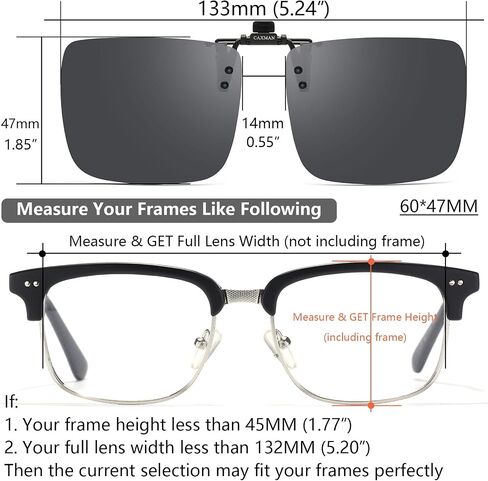 CAXMAN Polarized Clip On Sunglasses Over Prescription Glasses for Men Women UV Protection in Saudi Arabia