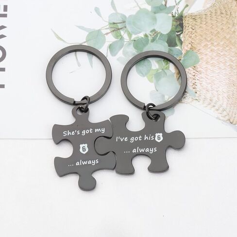 MYOSPARK Police Couple Puzzle Keychain Gift I've Got His 6 Police Officer Keychain Deployment Jewelry Gift in Saudi Arabia
