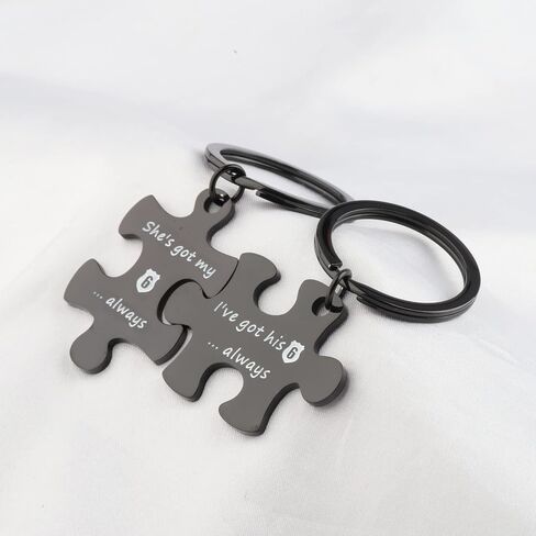 MYOSPARK Police Couple Puzzle Keychain Gift I've Got His 6 Police Officer Keychain Deployment Jewelry Gift in Saudi Arabia