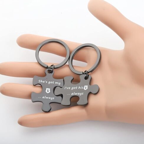 MYOSPARK Police Couple Puzzle Keychain Gift I've Got His 6 Police Officer Keychain Deployment Jewelry Gift in Saudi Arabia