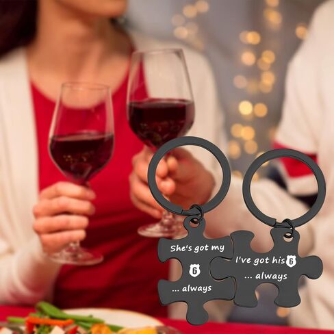 MYOSPARK Police Couple Puzzle Keychain Gift I've Got His 6 Police Officer Keychain Deployment Jewelry Gift in Saudi Arabia