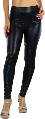 ToBeInStyle Women's Metallic Wet-Look Sleek Clubwear Shiny Faux-Leather Legging in Saudi Arabia