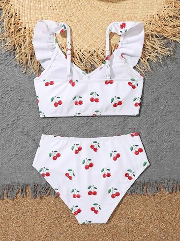 OYOANGLE Girl's 2 Pieces Bikini Swimsuit Set Graphic Print Spaghetti Strap Bikini Sets Summer Bathing Suit in Saudi Arabia