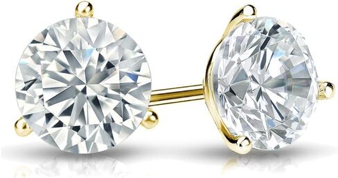 Diamond Wish 14k Gold Round Diamond Stud Earrings (1/6 carat TW, Good, I1-I2) 3-Prong Martini, Screw-Back in Saudi Arabia