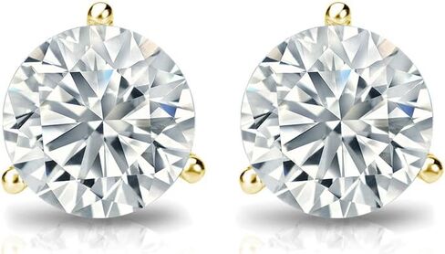 Diamond Wish 14k Gold Round Diamond Stud Earrings (1/6 carat TW, Good, I1-I2) 3-Prong Martini, Screw-Back in Saudi Arabia