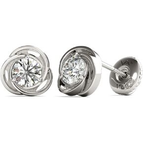 Vaarya 14K White Gold Solitaire Diamond Stud Earrings (1/2 Ct tw, AGS Certified GH+/SI2-I1+) in Kuwait