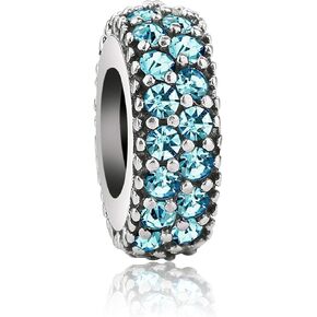 QeenseKc Inspiration Pave Spacer Charm 12 Birthstone Bead Birthday Gift for Pandöra Bracelet