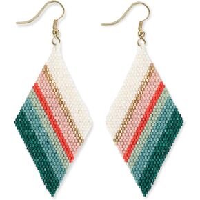 INK+ALLOY Beaded Boho Dangle Earrings for Women, Frida Luxe Diamond Large Drop Statement Earrings, Unique Handmade Jewelry for the Modern Bohemian, 3.25-Inch Length in Saudi Arabia
