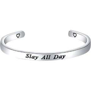 CENWA Slay All Day Feminist Jewelry Boss Lady Bracelet Coworker Gift College Student Gift Best Friend Gift in Saudi Arabia