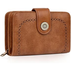 Leather RFID Blocking Wallet for Women Medium Bifold Ladies Wallets 18 Card Slots Large Capacity Small Coin Purse in Kuwait