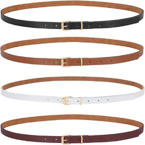 Balteus المرأة نحيل حزام 4 مجموعة رقيقة حزام جلد فو مع الذهب مزدوج O مشبك لفساتين الصيف الجينز والسراويل in Kuwait