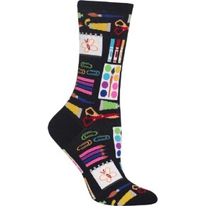 Hot Sox Womens Art Supplies Socks, Black, 1 Pair, Womens Shoe Size 4-10