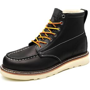 سايفتي لونج حذاء عمل بمقدمة موك للرجال باللون الاسود، حذاء مريح من الجلد المحبب بمقدمة ناعمة ومقاومة للانزلاق ونعل خارجي in Kuwait