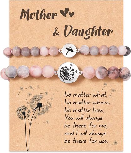 اساور هدايا للام والابنة من اسكرين، مجموعة اساور بدلاية على شكل الهندباء لمقاسين قابلين للتعديل، هدية عيد الميلاد والكريسماس in Kuwait