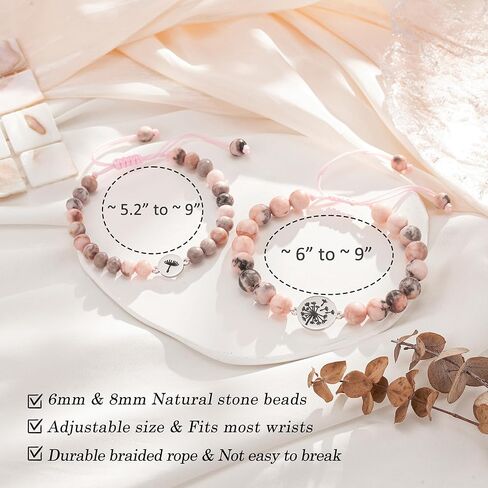 اساور هدايا للام والابنة من اسكرين، مجموعة اساور بدلاية على شكل الهندباء لمقاسين قابلين للتعديل، هدية عيد الميلاد والكريسماس in Kuwait