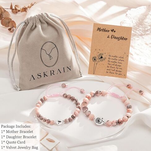 اساور هدايا للام والابنة من اسكرين، مجموعة اساور بدلاية على شكل الهندباء لمقاسين قابلين للتعديل، هدية عيد الميلاد والكريسماس in Kuwait