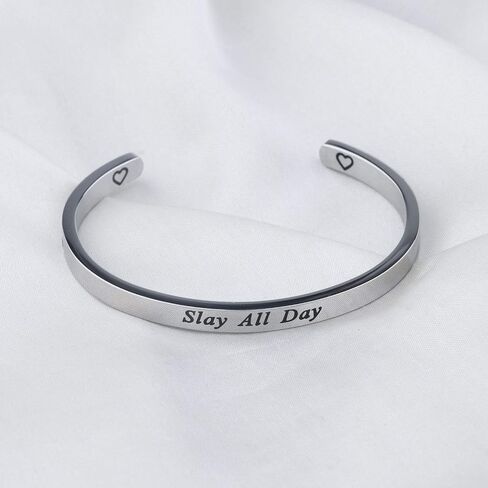 CENWA Slay All Day Feminist Jewelry Boss Lady Bracelet Coworker Gift College Student Gift Best Friend Gift in Saudi Arabia
