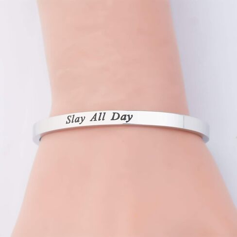 CENWA Slay All Day Feminist Jewelry Boss Lady Bracelet Coworker Gift College Student Gift Best Friend Gift in Saudi Arabia